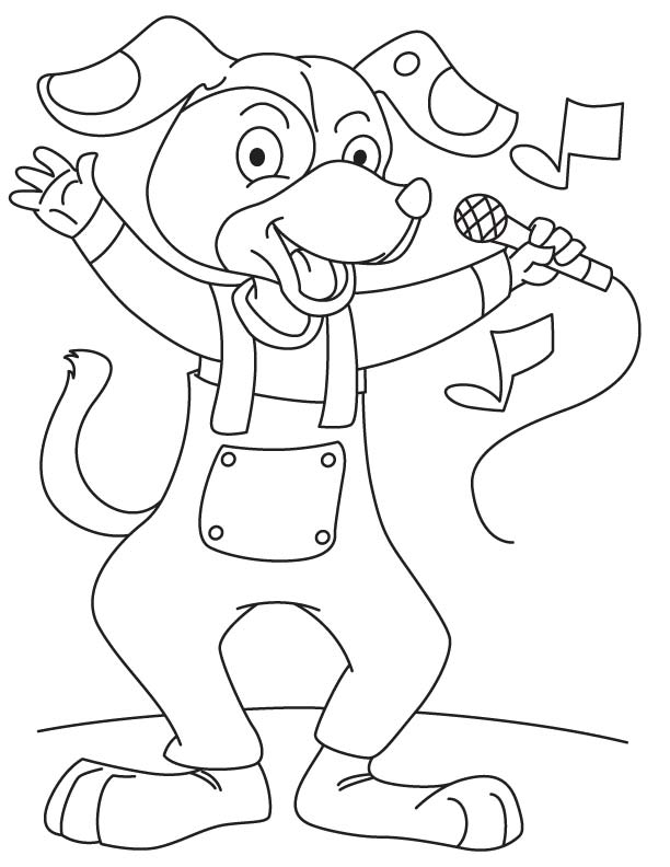 Dog singing a song coloring page download free dog singing a song coloring page for kids best coloring pages