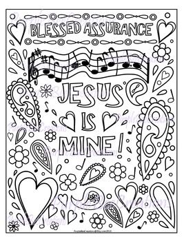 Coloring page hymn blessed assurance coloring page christian coloring book christian coloring bible coloring pages