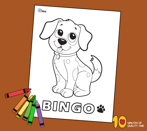 Bingo dog song coloring page â minutes of quality time