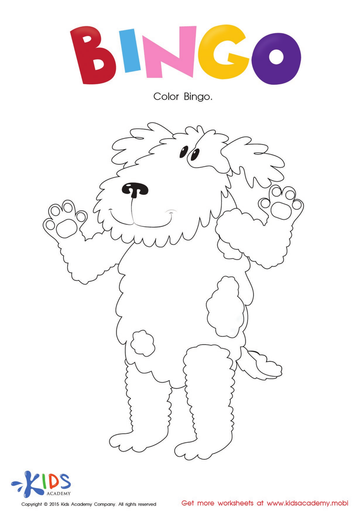 The bingo song coloring the dog worksheet free coloring page for children