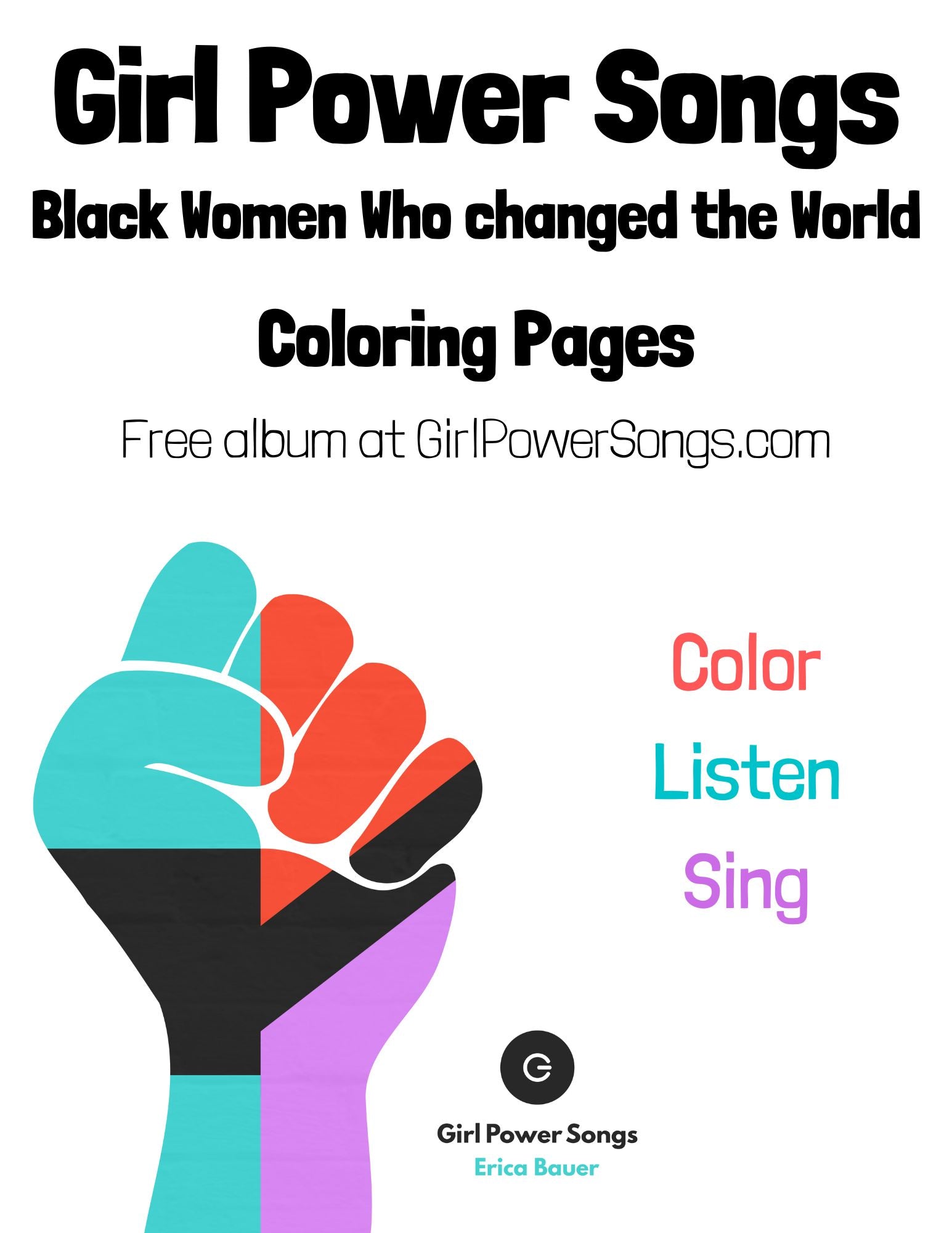 Digital coloring book of black women who changed the world â girl power songs black women who changed the world