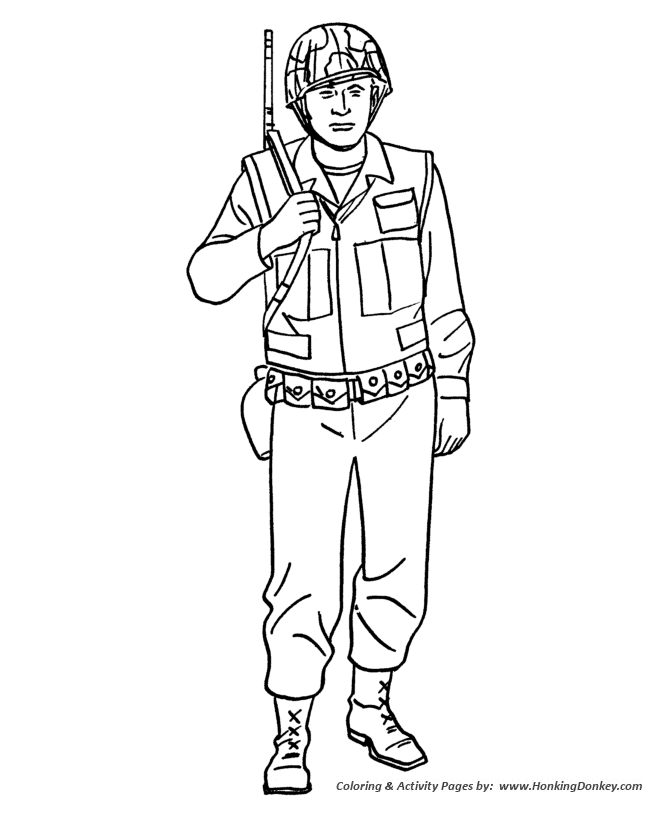 Armed forces day coloring pages us army soldier