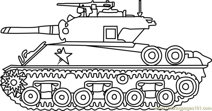 M sherman army tank coloring page for kids