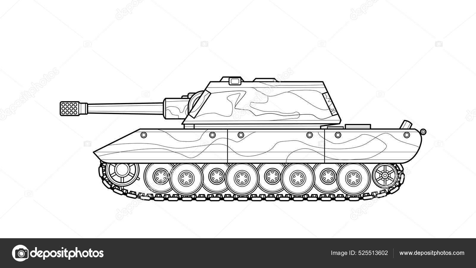 Adult line art military tank coloring page book drawing war stock vector by alweeceed