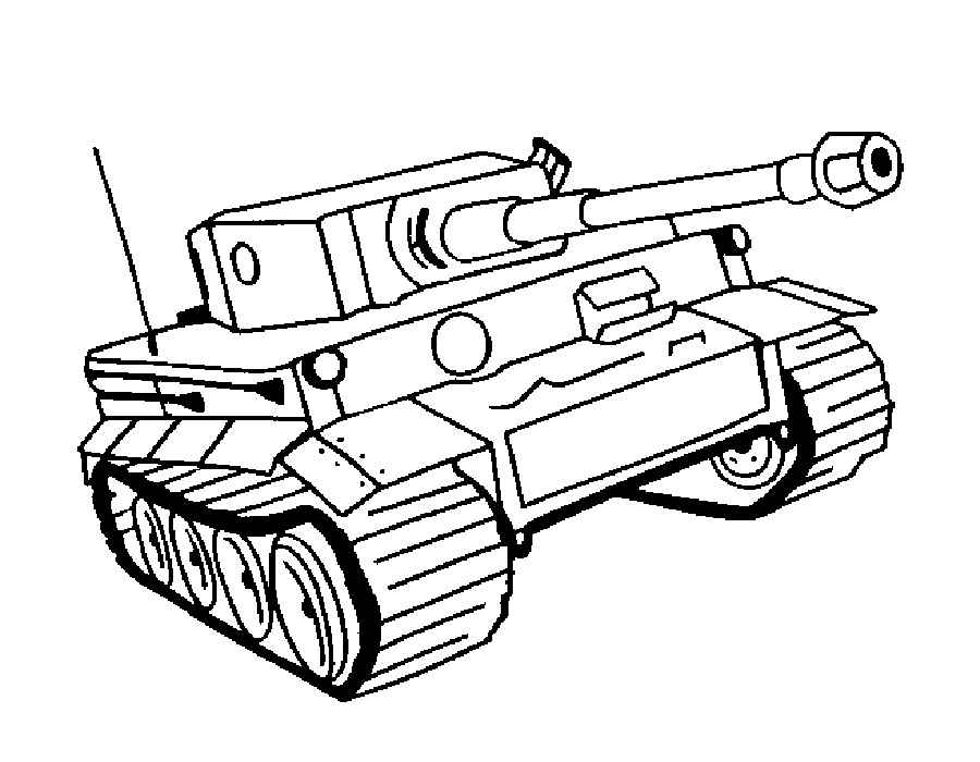 Drawing of a tank with an antenna coloring page