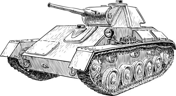 Old fighting tank of world war ii stock illustration