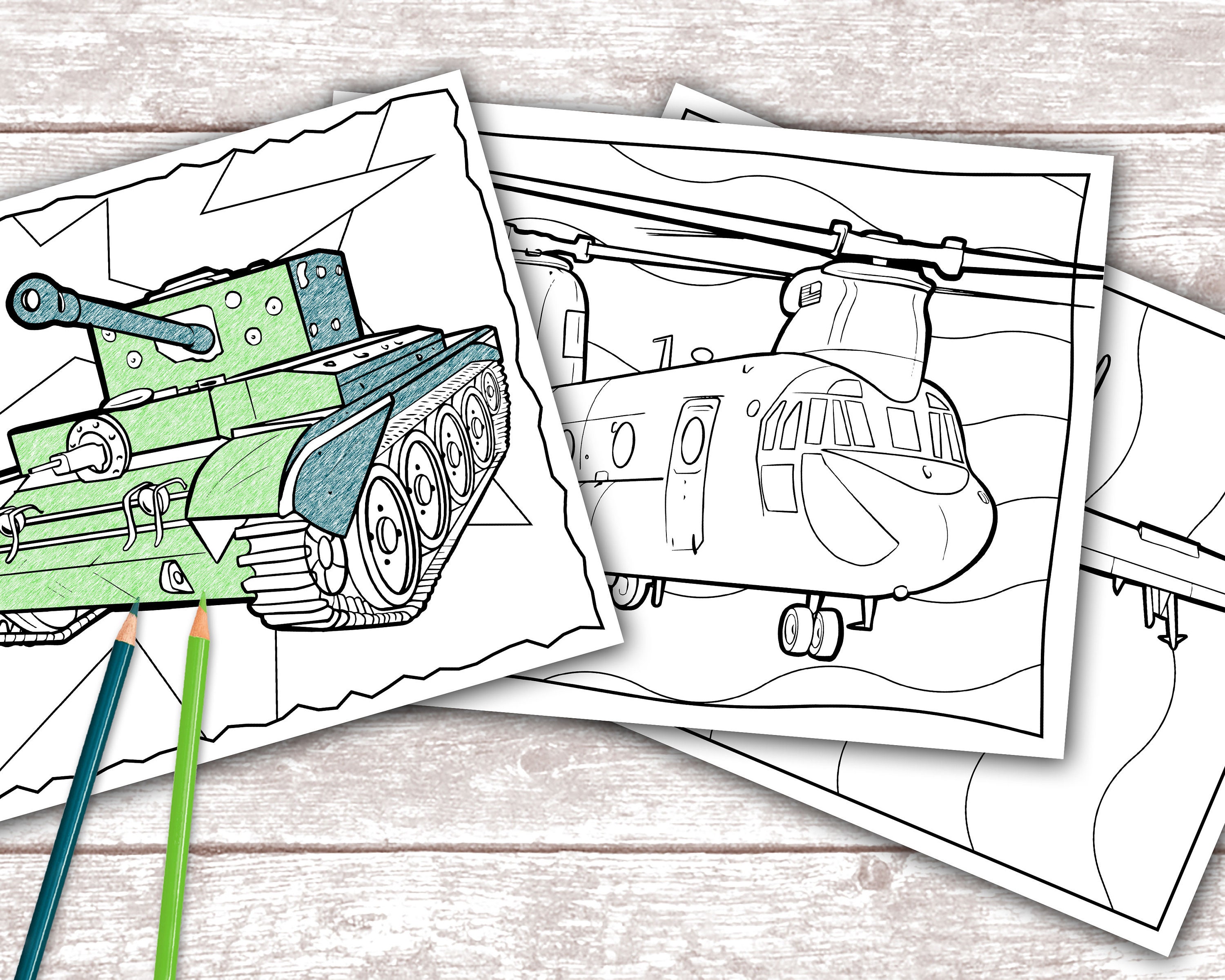 Printable coloring pages military machines digital download tank planes helicopters jpg files army parent marines navy parent air force kids download now