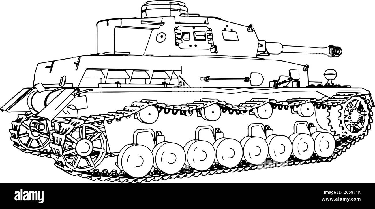 Sketch of old military equipment tank vector stock vector image art