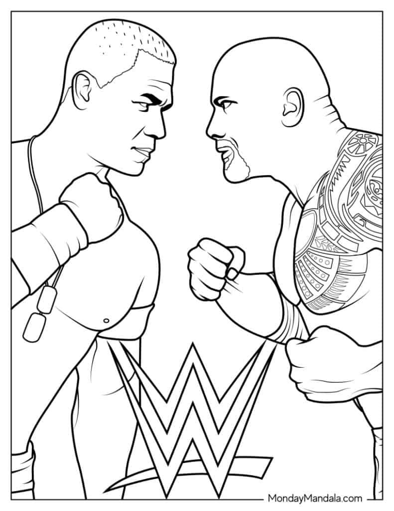 Wrestling wwe coloring pages free pdf printables