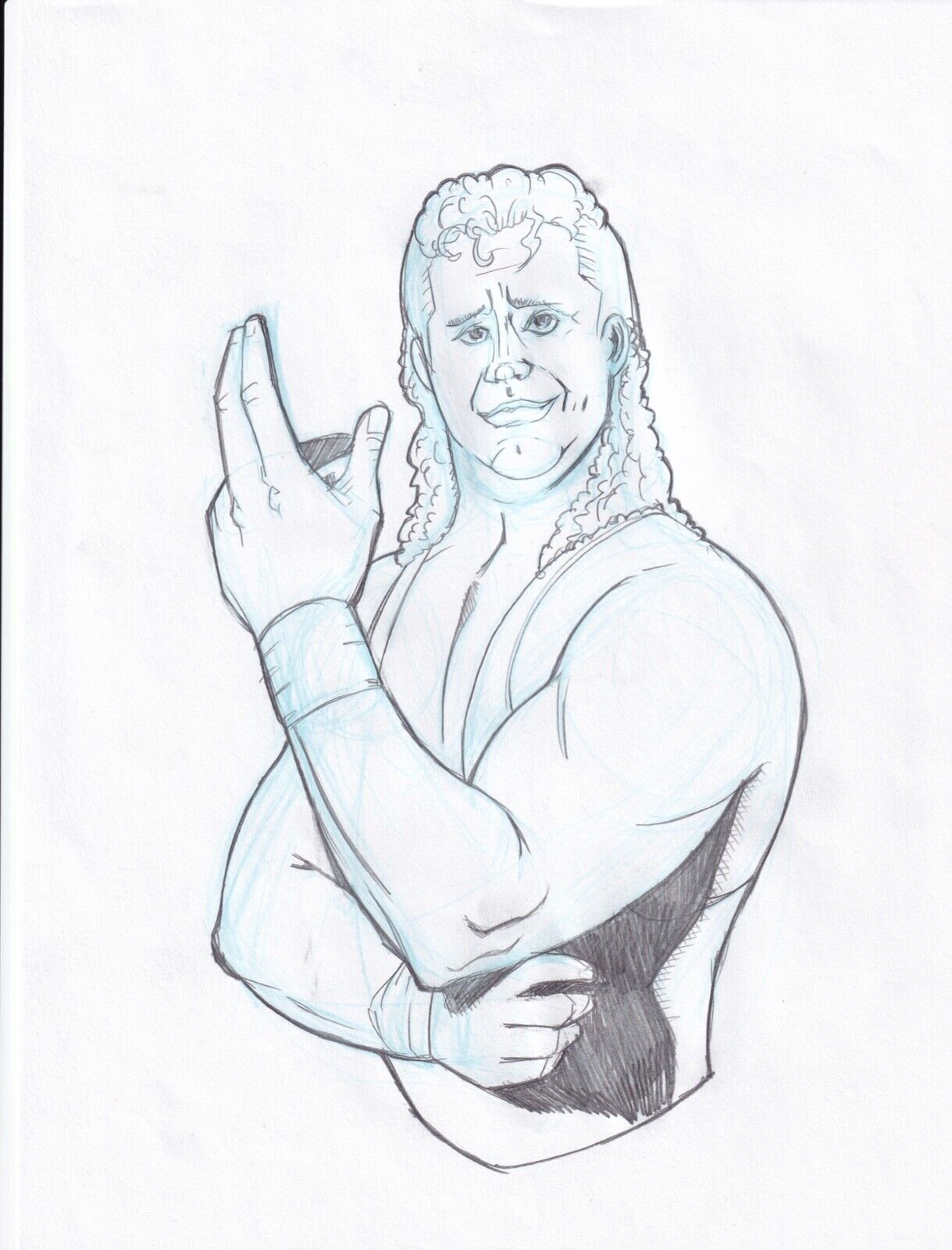 Mr perfect curt hennig art drawing original x wrestling wrestler hof wcw