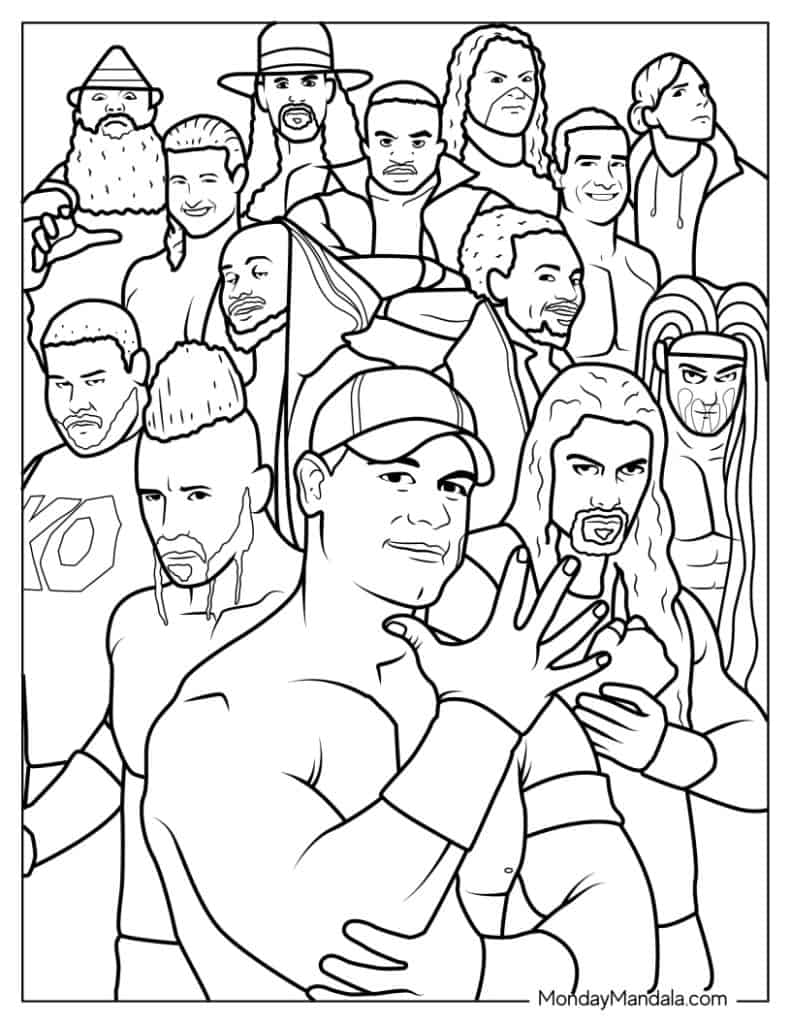 Wrestling wwe coloring pages free pdf printables