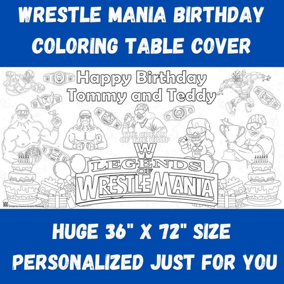 Legends of wrestlemania coloring tablecloth personalized wwf wwe party decor huge x coloring poster