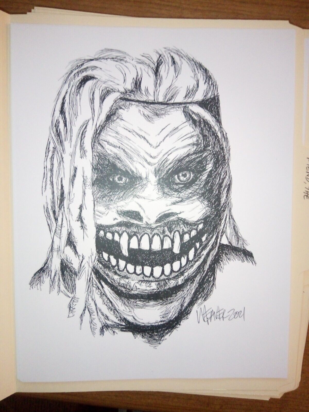 The fiend bray wyatt pro wrestling wwe nxt original figure drawing print x