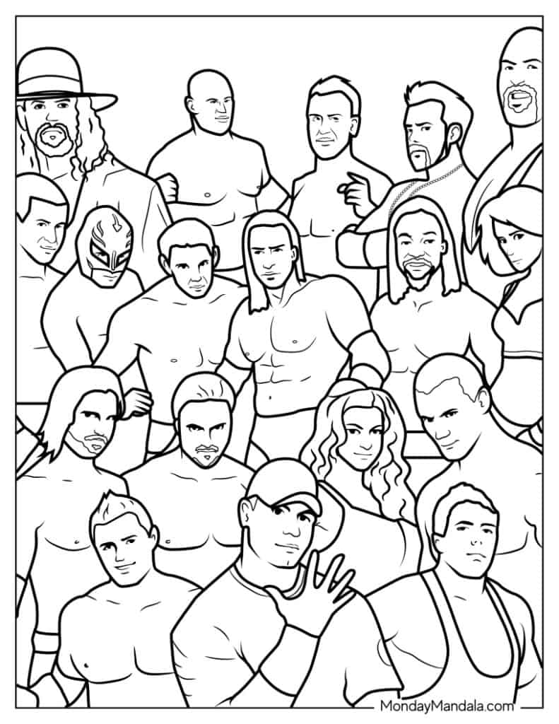 Wrestling wwe coloring pages free pdf printables