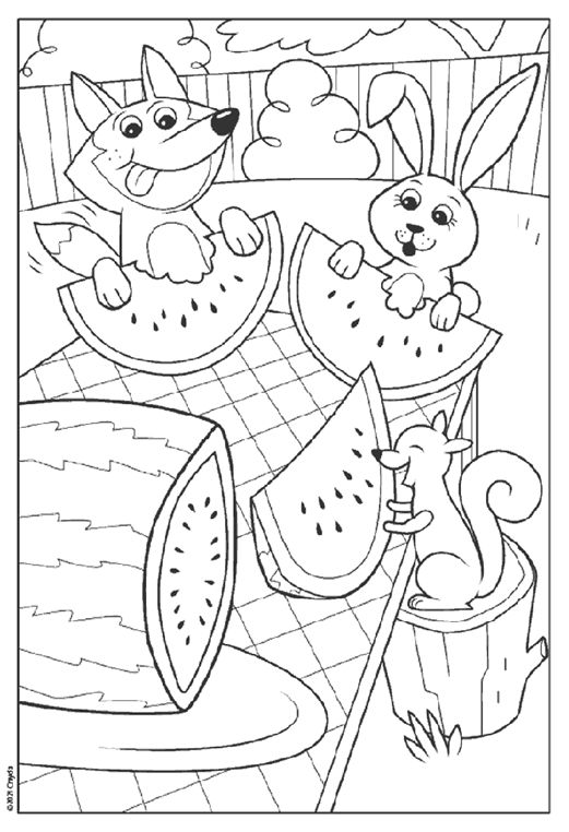 Watermelon picnic crayola free coloring pages coloring pages cute coloring pages