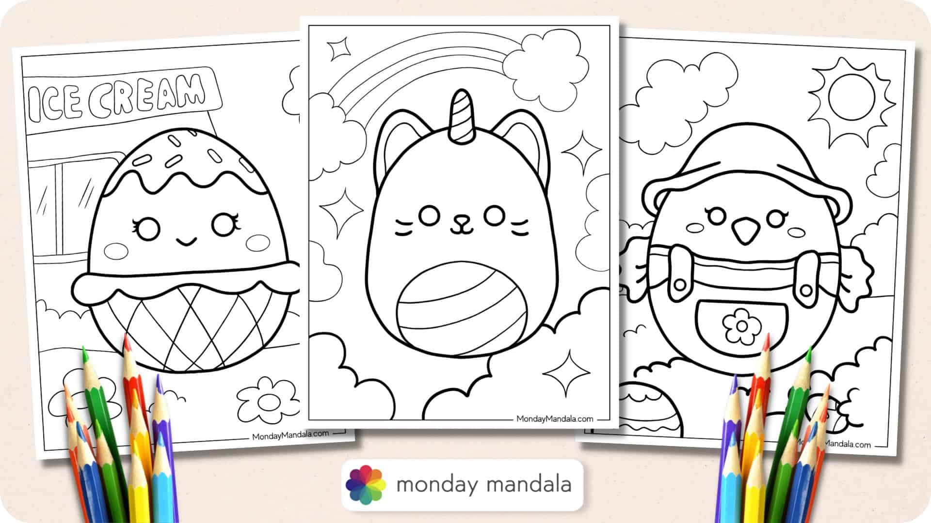 Squishmallow coloring pages free pdf printables