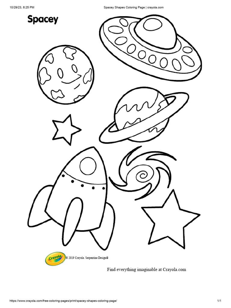 Spacey shapes coloring page crayola pdf