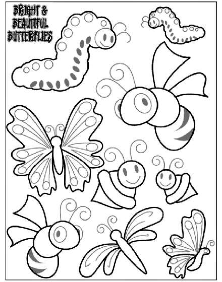 Bright and beautiful butterflies coloring page