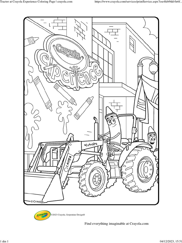 Tractor at crayola experience coloring page