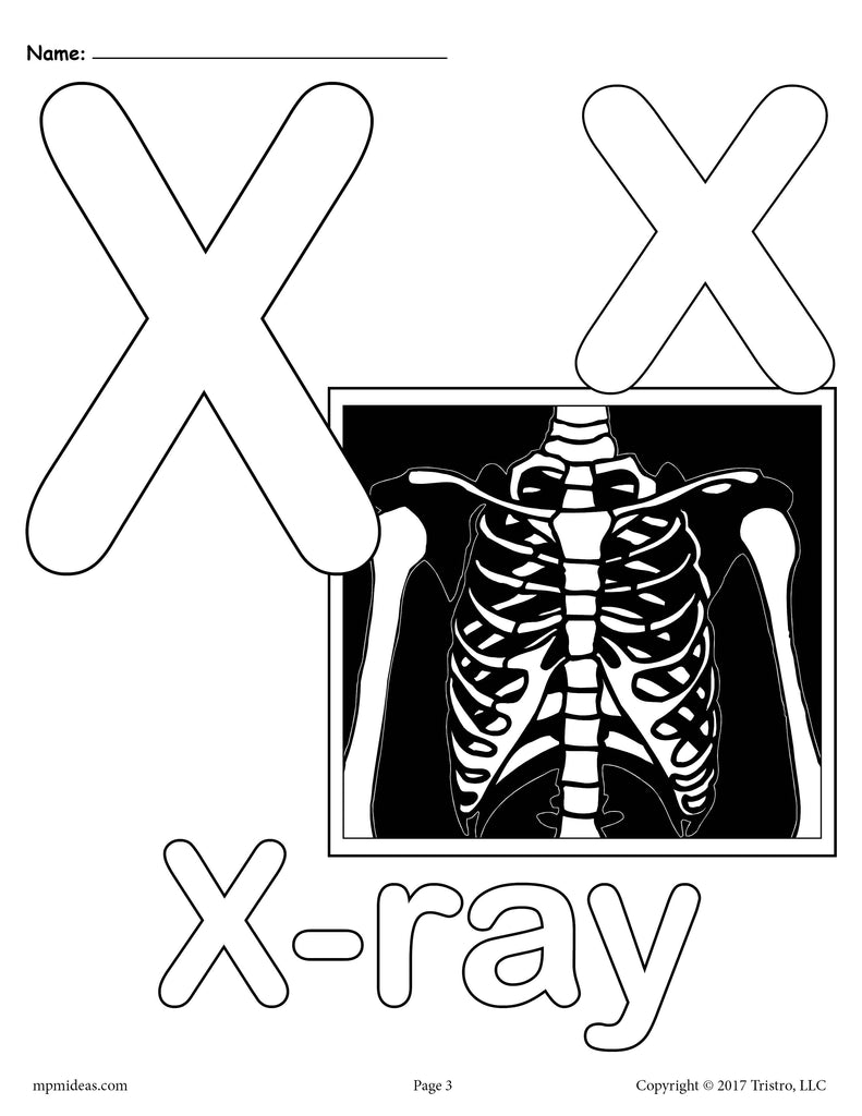 Letter x alphabet coloring pages