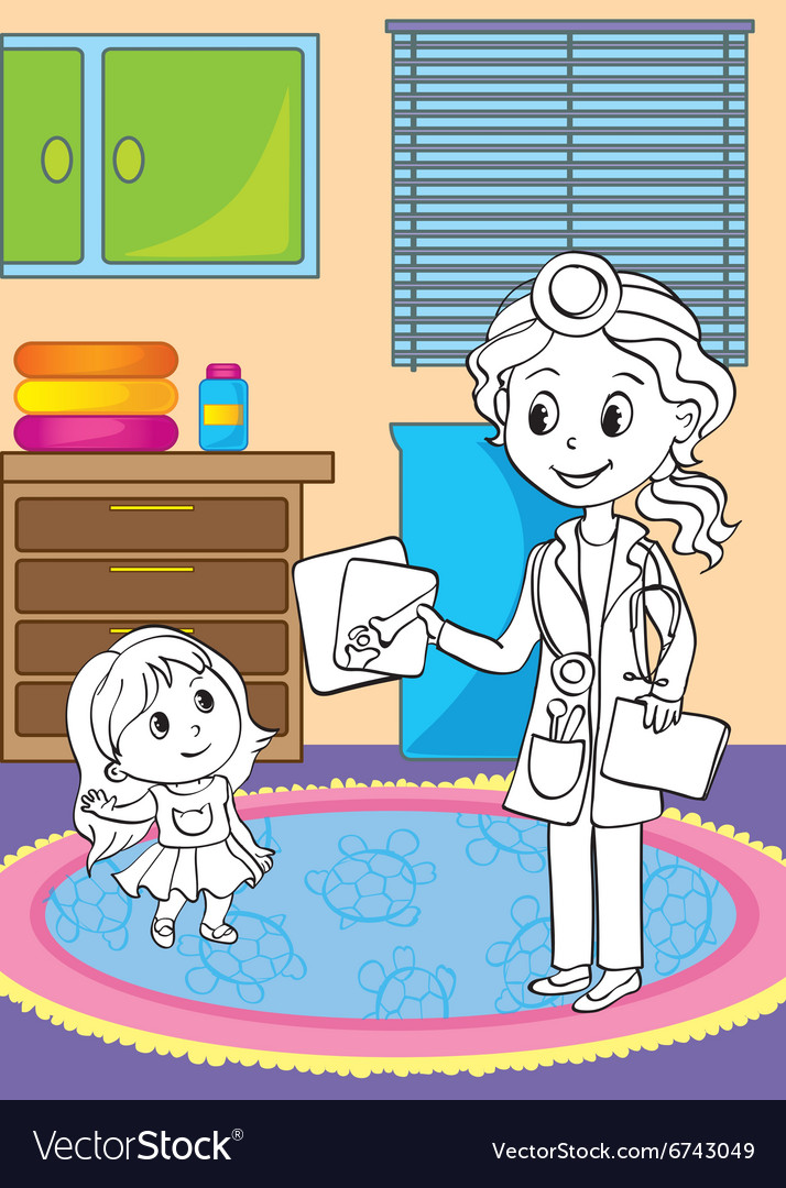 Coloring book of doctor showing x