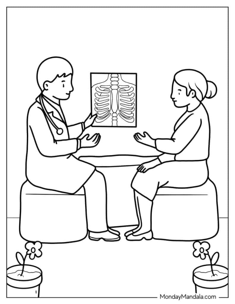 Doctor nurse coloring pages free pdf printables