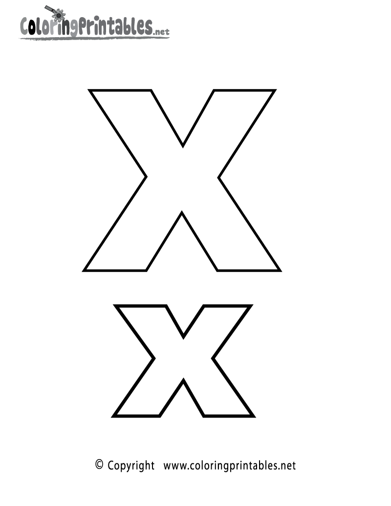 Alphabet letter x coloring page