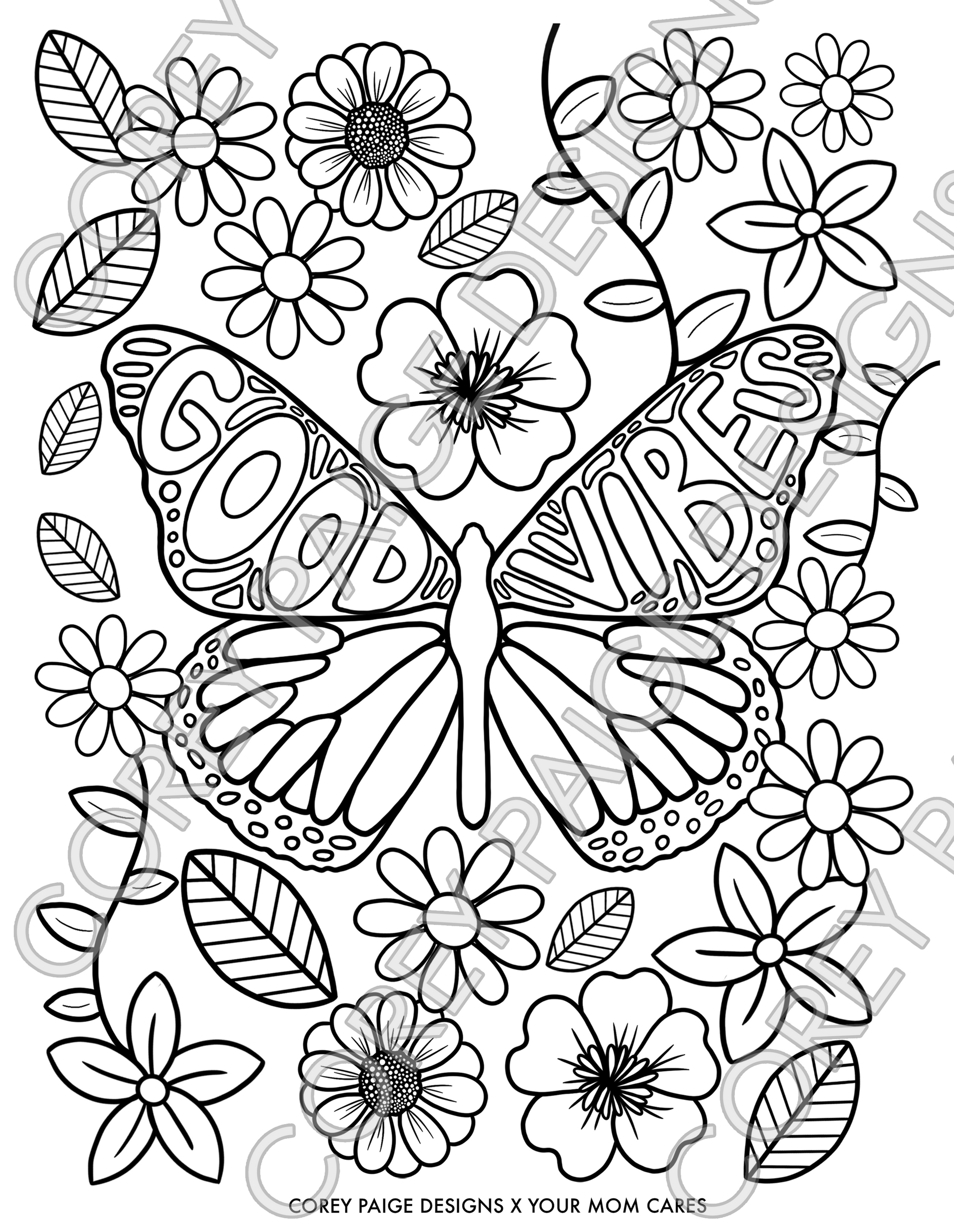 Yourmomcares x corey paige designs coloring sheet pack â