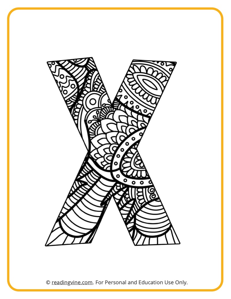 Letter x coloring pages