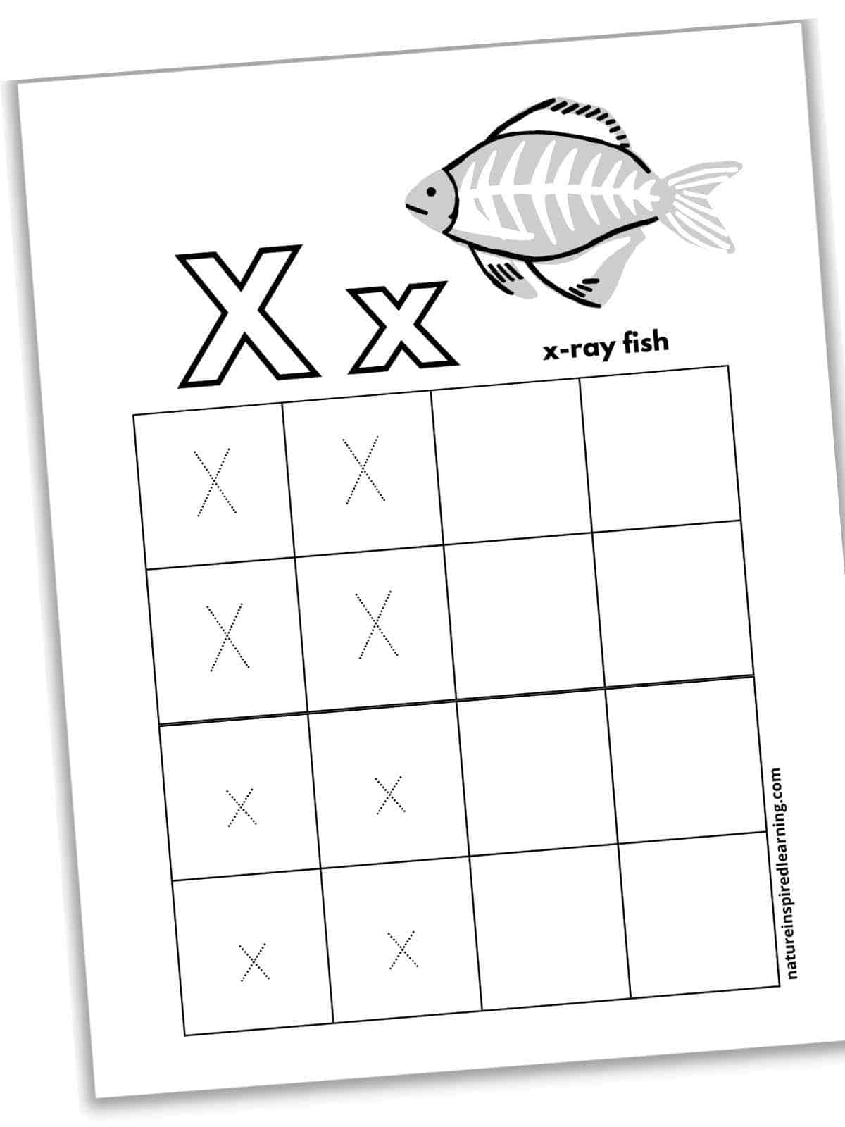 Letter x tracing worksheets