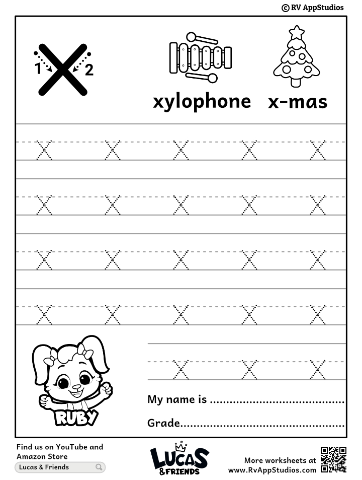 Lowercase letter x tracing worksheets trace small letter x worksheet