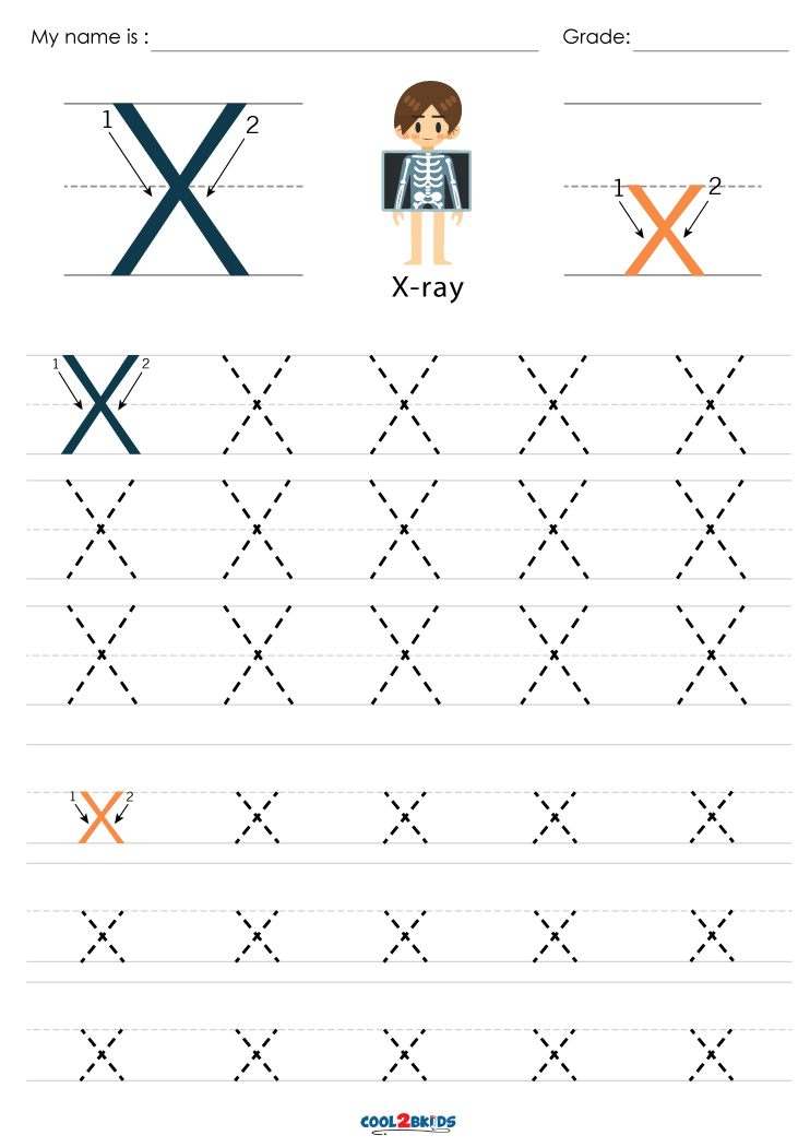 Free printable letter x tracing worksheets