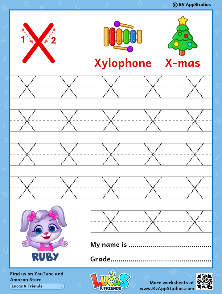 Capital letter x tracing worksheet trace uppercase letter x