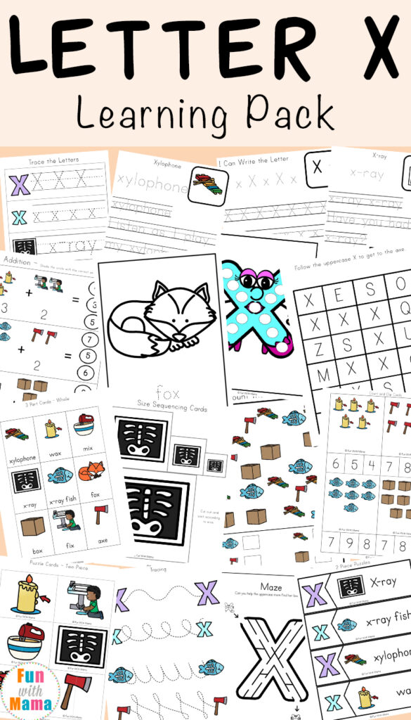 Letter x worksheets for preschool kindergarten