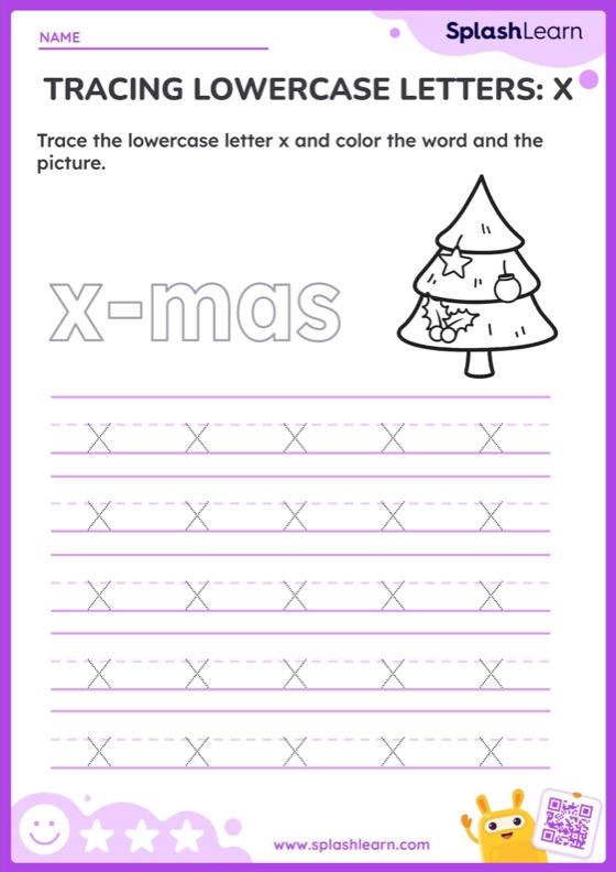 Tracing lowercase letters x