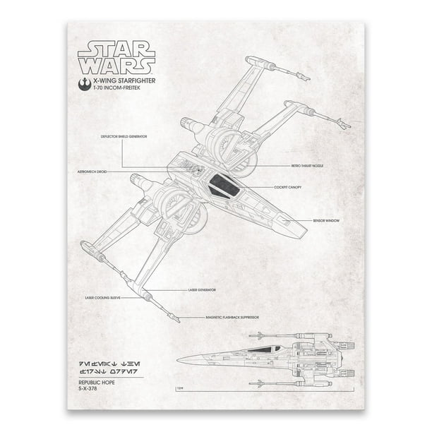 Artissimo designs star wars x wing blueprint printed nvas