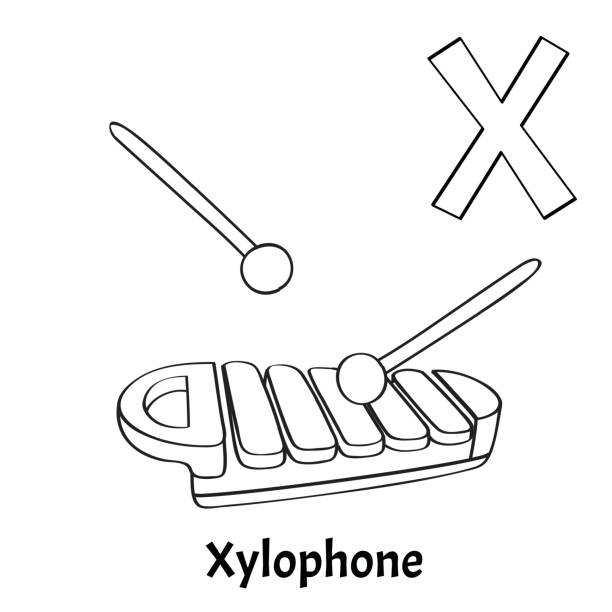 Vector alphabet letter x coloring page xylophone stock illustration