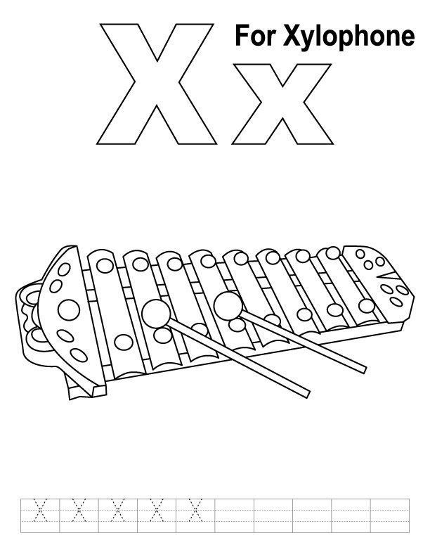 X for xylophone colorg page with handwritg practice alphabet colorg pages preschool colorg pages abc colorg pages