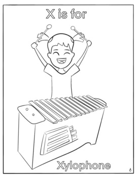 X coloring sheet music xylophone by talento tpt