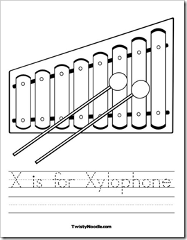 Preschool alphabet x is for xylophone