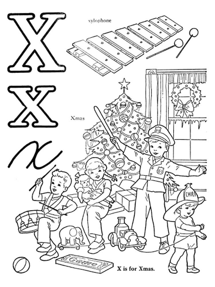 Print letter x coloring page