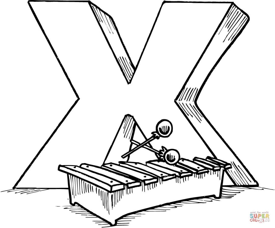 Letter x is for xylophone coloring page free printable coloring pages