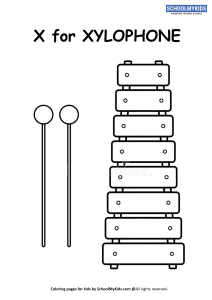 X for xylophone coloring page worksheet for preschoolkindergarten grade