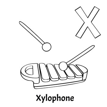 Vector alphabet letter x coloring page xylophone vector