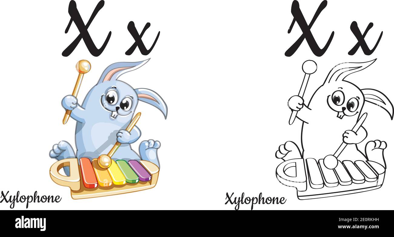 Xylophone vector alphabet letter x coloring page stock vector image art