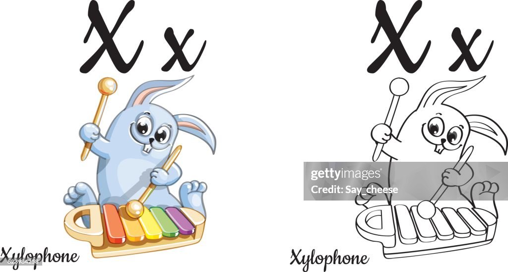 Xylophone vector alphabet letter x colorg page high