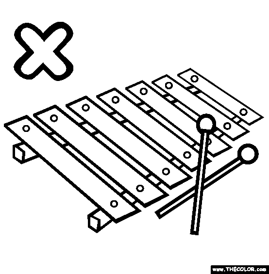 The letter x online alphabet coloring page