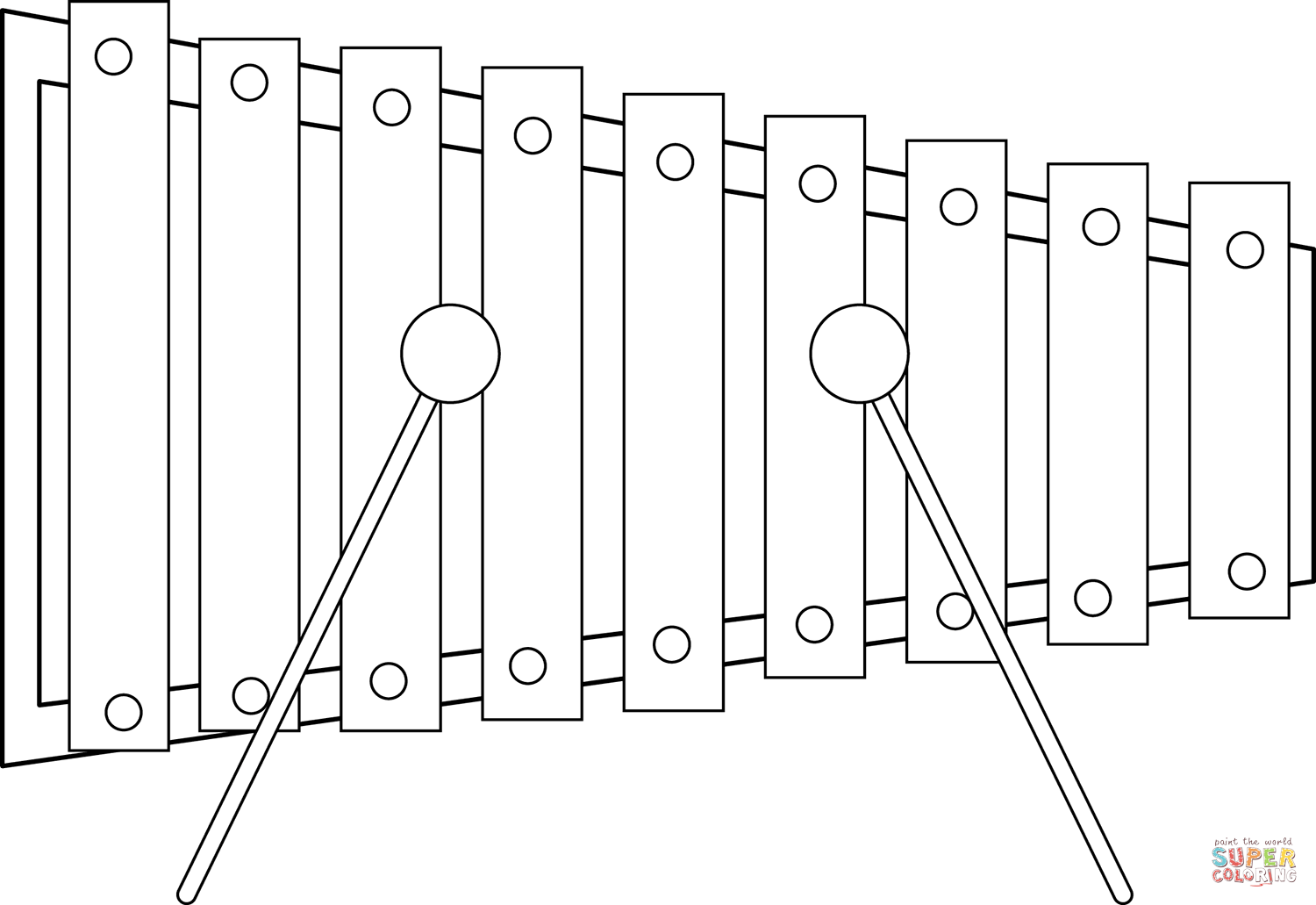 Xylophone and mallets coloring page free printable coloring pages