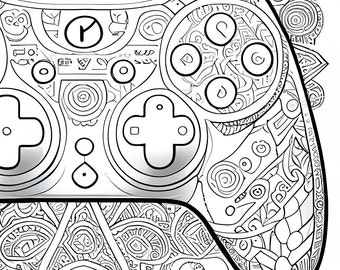 Pack stress relief coloring pages gaming controller digital print detailed mandala dragon instant download set coloring books adults