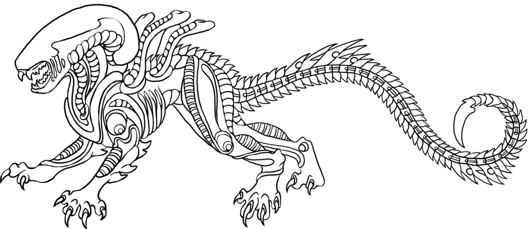 Xenomorph lineart by thesquishyne on